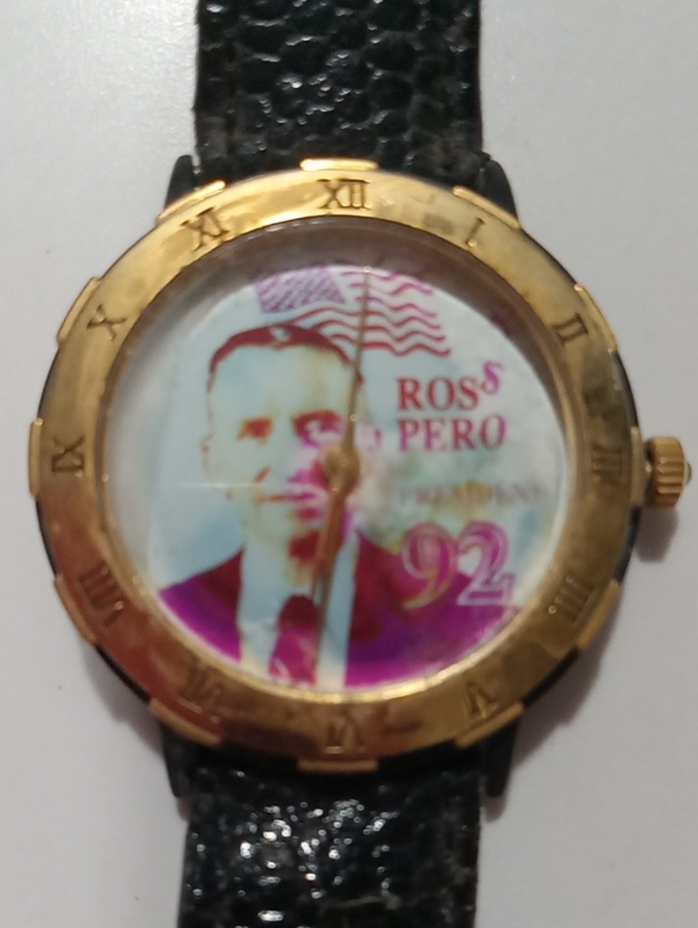 Vintage Black Strap Gold-Tone Ross Pero '92 Campaign Watch